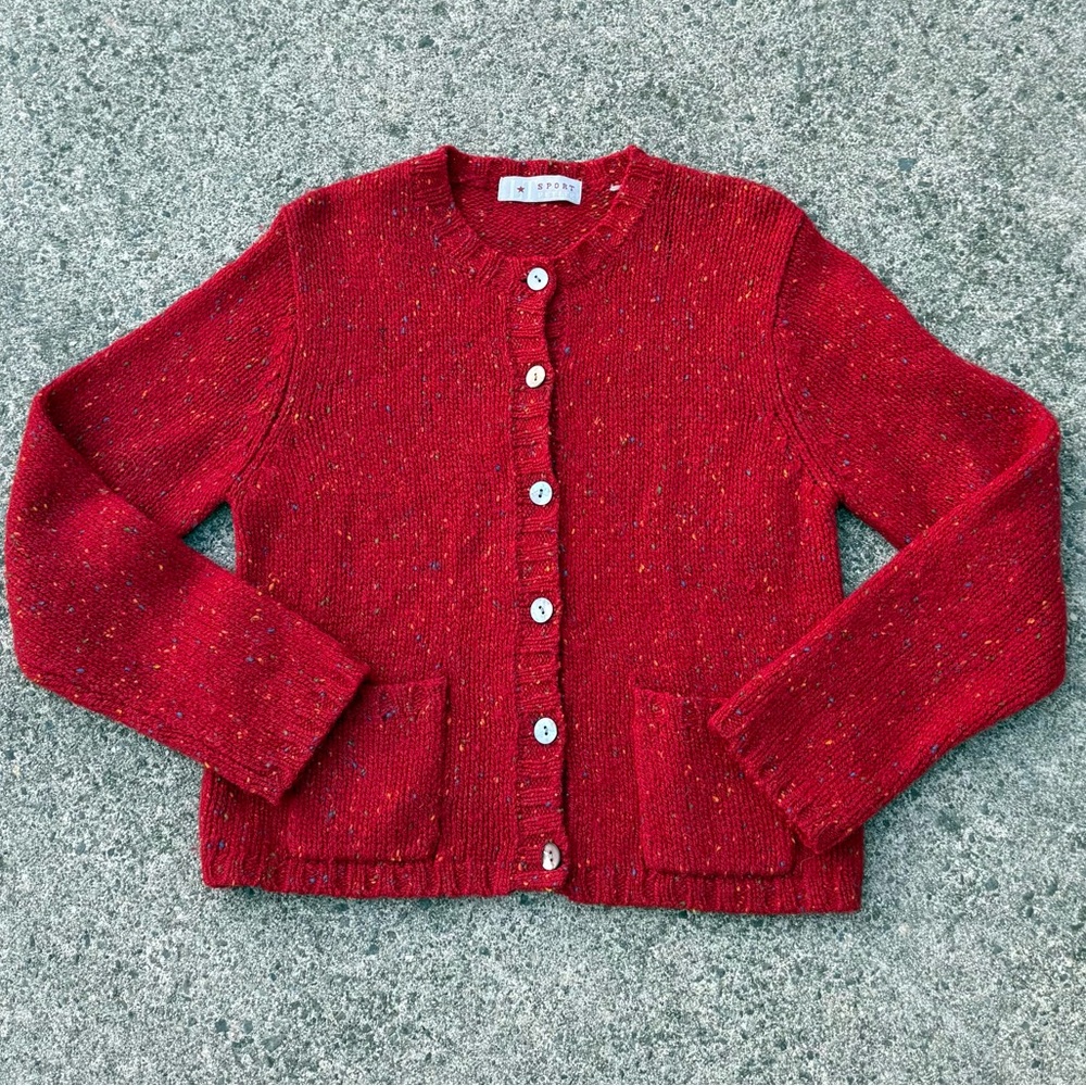 Gorgeous Vintage Liz Claiborne LT Petite Red Speckled Cardigan